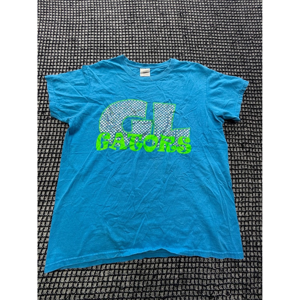 Gildan Graphic Tee Unisex Medium Blue GL Gators Sequin Print Shirt
